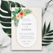 Invitation Mariage de cadre ovale vert tropical