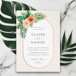 Invitation Mariage de cadre ovale vert tropical