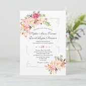 Invitation Mariage de cadre Parties scintillant dorée rose (Debout devant)