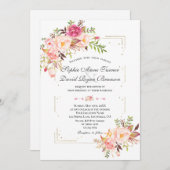 Invitation Mariage de cadre Parties scintillant dorée rose (Devant / Derrière)