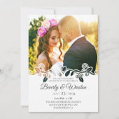 Invitation Mariage de cadre photo floral simple moderne (Devant)