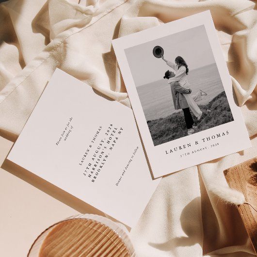 Invitation Mariage de cadre photo instantané noir et blanc mo