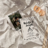 Invitation Mariage de cadre rétro de gâteau dessiné à la main