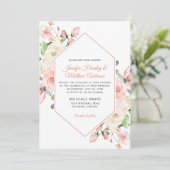 Invitation Mariage de cadre rose et blanc (Debout devant)