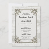 Invitation Mariage de cadre sculpté en bois rustique détaillé (Devant)