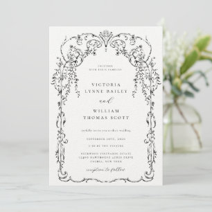 Invitation Mariage de cadre victorien noir