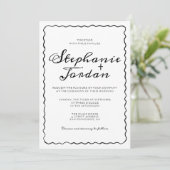 Invitation Mariage de cadre Whimsical noir et blanc simple (Debout devant)