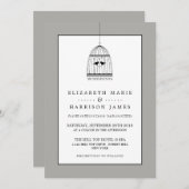 Invitation Mariage de cage cardiaque vintage (Devant / Derrière)