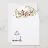 Invitation Mariage de cage d'oiseau Lovebird en fleurs de cer (Dos)