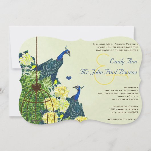 Invitation Mariage de cage d'oiseaux de la Marine et du Pacif (Devant)