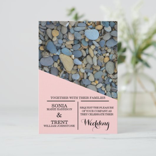 Invitation Mariage de cailloux River Stones (Debout devant)