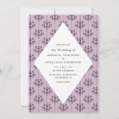 Invitation Mariage de calligraphie à thème Paris violet et no (Devant)