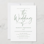 Invitation Mariage de calligraphie avec lettres de la main ve (Devant)