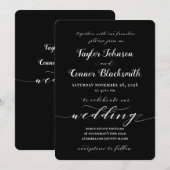 Invitation Mariage de calligraphie blanc rustique Blacksmith (Devant / Derrière)