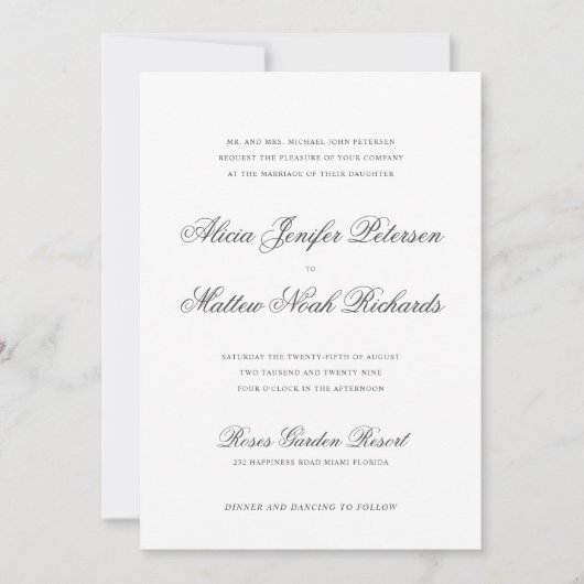 Invitation Mariage de calligraphie classique classique (Devant)