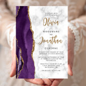 Invitation Mariage de calligraphie d'agate de marbre d'or vio