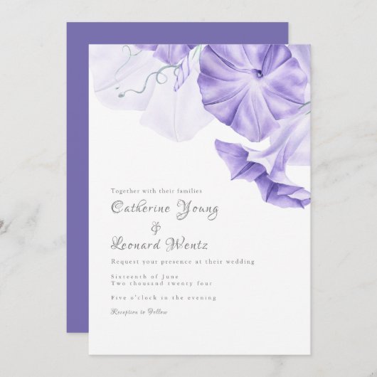 Invitation Mariage de calligraphie de gloire du matin (Devant / Derrière)