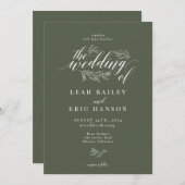 Invitation Mariage de calligraphie de la branche d'olivier (Devant / Derrière)