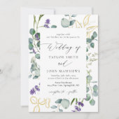 Invitation Mariage de calligraphie de l'eucalyptus or (Devant)
