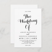 Invitation Mariage de calligraphie de mariée et de chambre si (Devant / Derrière)