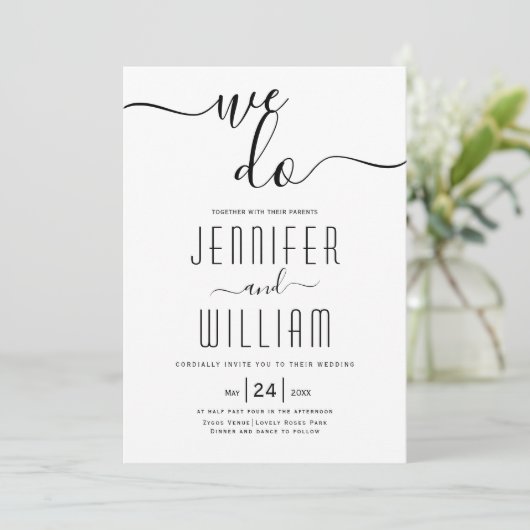 Invitation mariage de calligraphie de script cursive "We do" (Debout devant)