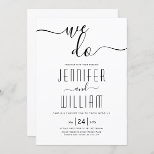 Invitation mariage de calligraphie de script cursive "We do"