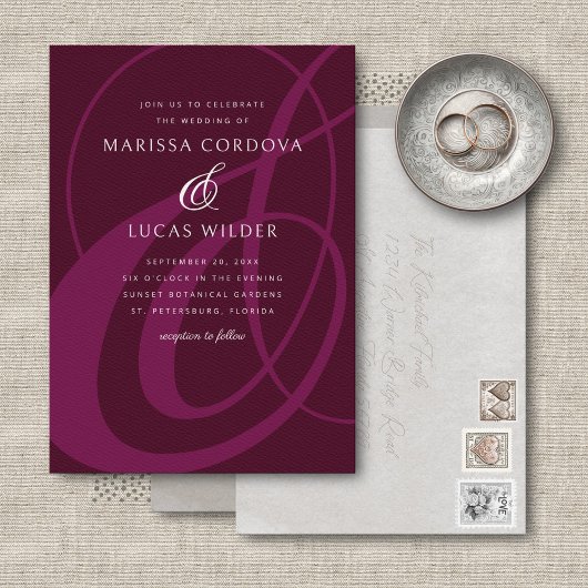 Invitation Mariage de calligraphie de script d'esperluette bo