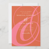 Invitation Mariage de calligraphie de script d'orange (Devant)