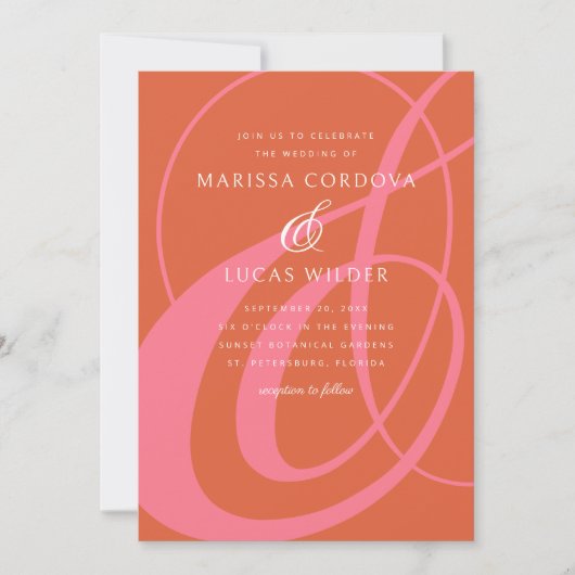 Invitation Mariage de calligraphie de script d'orange (Devant)