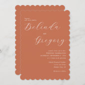 Invitation Mariage de calligraphie de script élégant en terre (Devant / Derrière)