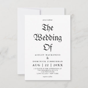 Invitation Mariage de calligraphie de script gothique simple