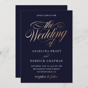 Invitation Mariage de calligraphie dorée foncée