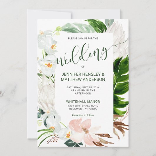 Invitation Mariage de calligraphie du paradis tropical (Devant)