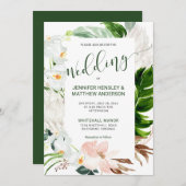 Invitation Mariage de calligraphie du paradis tropical (Devant / Derrière)