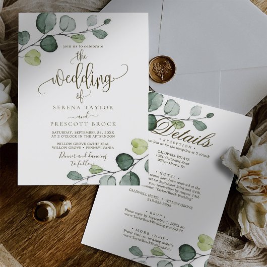 Invitation Mariage de calligraphie Eucalyptus