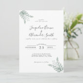 Invitation Mariage de calligraphie Eucalyptus rustique (Debout devant)