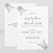 Invitation Mariage de calligraphie Eucalyptus rustique (Devant / Derrière)