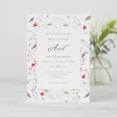 Invitation Mariage de calligraphie Fleur sauvage aquarelle (Debout devant)