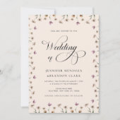 Invitation Mariage de calligraphie Fleur sauvage d'aquarelle  (Devant)