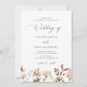 Invitation Mariage de calligraphie Fleur sauvage Peach Waterc (Devant)