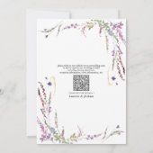Invitation Mariage de calligraphie Fleur sauvage pourpre QR C (Dos)