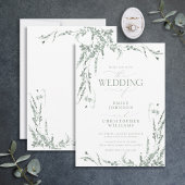 Invitation Mariage de calligraphie Fleur sauvage Sage Green