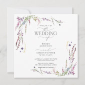 Invitation Mariage de calligraphie Fleur sauvage violet (Devant)