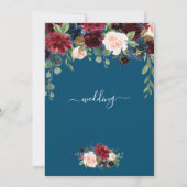 Invitation Mariage de calligraphie florale bleu de la marine  (Dos)