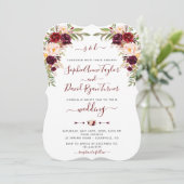 Invitation Mariage de calligraphie florale de Bourgogne moder (Debout devant)