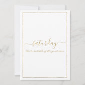 Invitation Mariage de calligraphie florale du feuillage d'or (Dos)