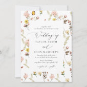 Invitation Mariage de calligraphie florale Fleur sauvage (Devant)