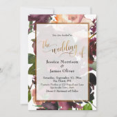 Invitation Mariage de calligraphie florale peinte artistique (Devant)