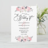 Invitation Mariage de calligraphie florale rose (Debout devant)