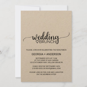 Invitation Mariage de calligraphie Kraft simple Brunch